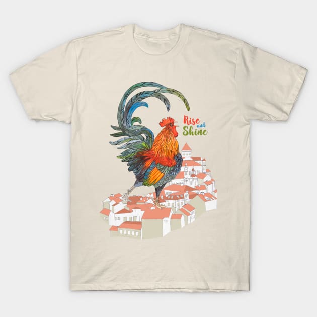 Rooster T-Shirt by ruta13art